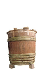 A large wooden tub