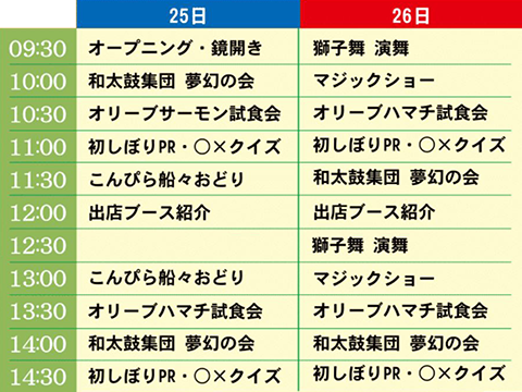 おもてなしステージスケジュール